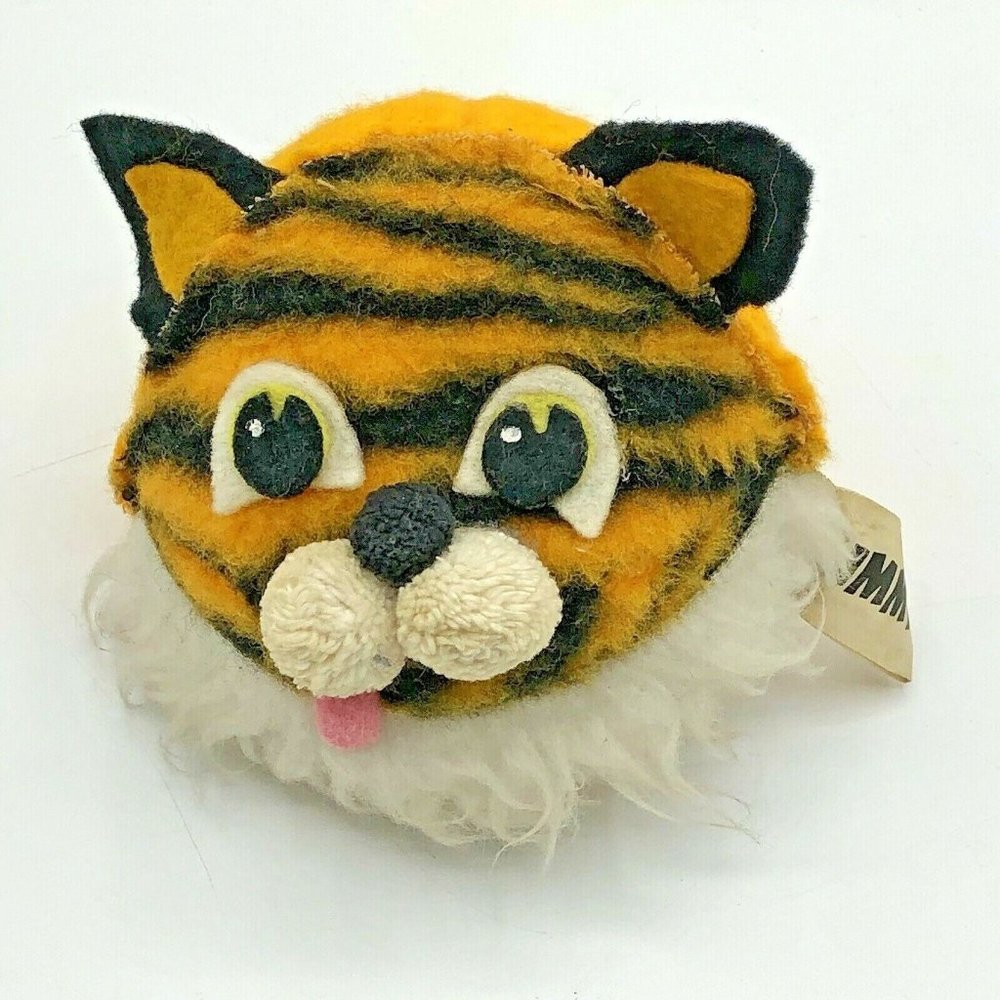 Vintage Russ Berrie Tummy Striped Tiger Plush Bean Bag Bottom 1973 Made in USA - Picture 1 of 8